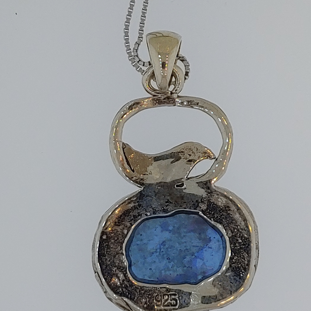 Sterling Silver Roman Glass One of a Kind Necklace